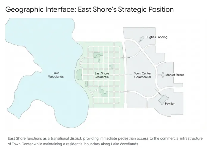 map Map of the East Shore, The Woodlands TX area